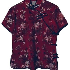 Vintage Women's Chinese Red Cheongsam Qipao Asian Top Size M